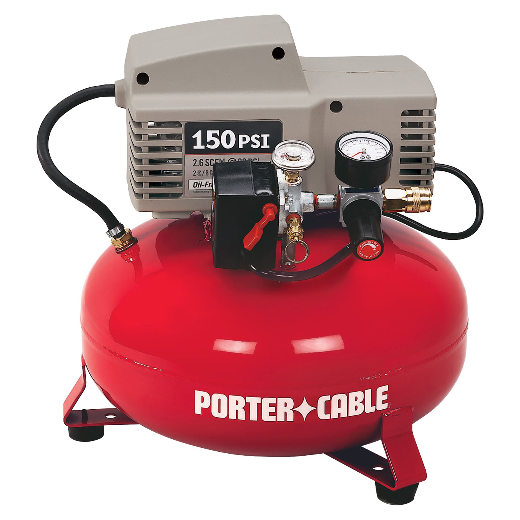 Porter-Cable Pancake Air Compressor with Accessory Kit — 6-Gallon, 1.5 HP, Model# C2001-WKR